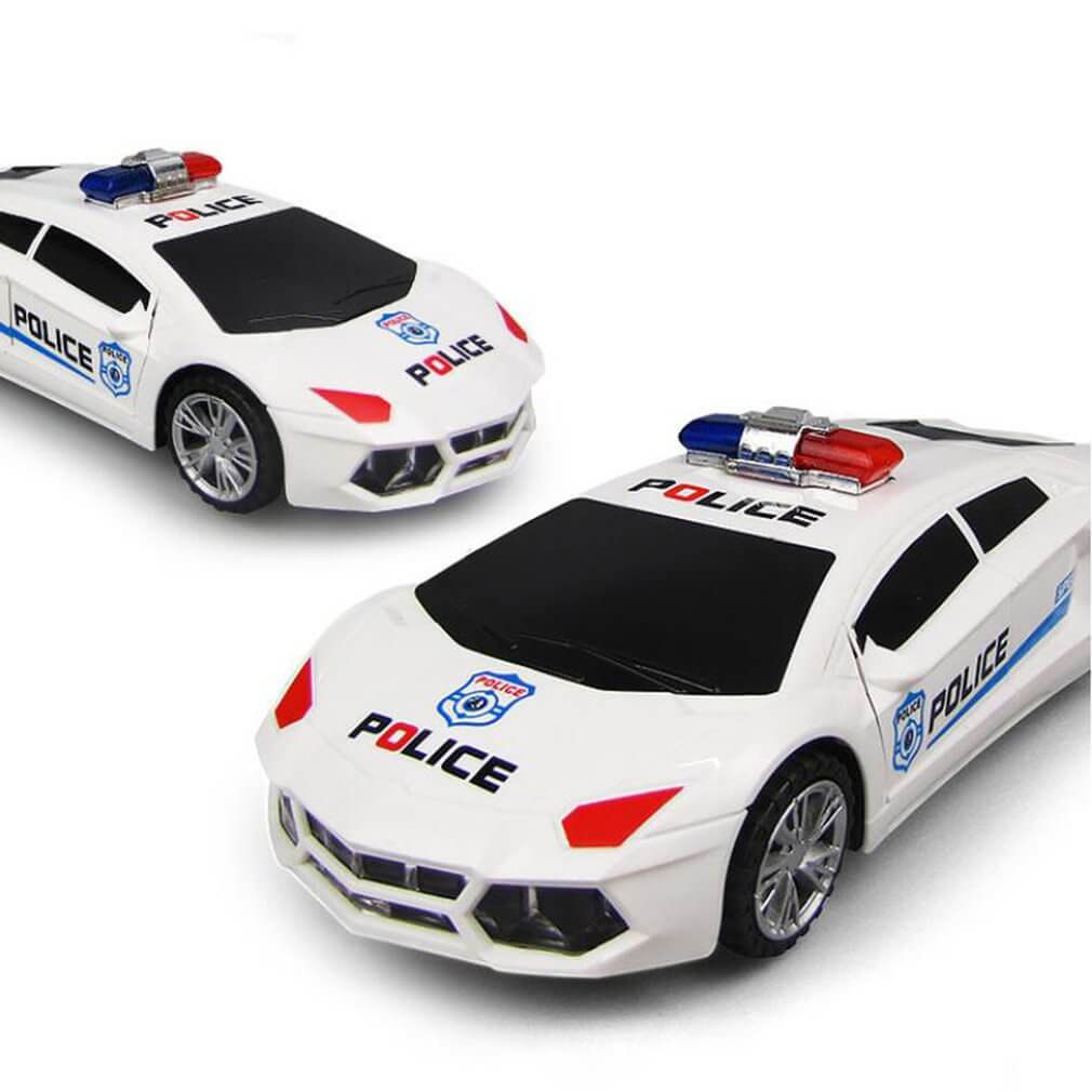 Electronic Police Car Toy with 360 Degree Rotary Wheel Cool Lighting Sirens Sound and Rotation
