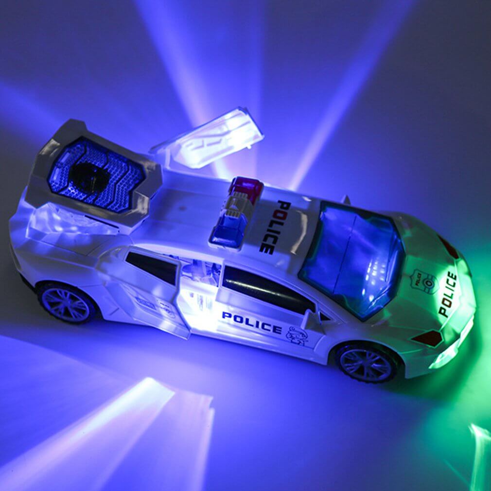 Electronic Police Car Toy with 360 Degree Rotary Wheel Cool Lighting Sirens Sound and Rotation