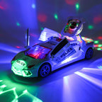 Electronic Police Car Toy with 360 Degree Rotary Wheel Cool Lighting Sirens Sound and Rotation
