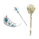 Little Girls Princess Elsa Dress Halloween Costume with Crown Scepter and Elsa Wig 2-9 Years
