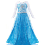 Kids Elsa Princess Dress and Accessories Snow Queen Cosplay Party Princess Dress with Long Cape