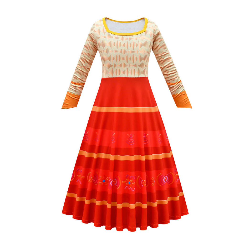Kids Dolores Dress Long Sleeve A-Line Dolores Madrigal Cosplay Costume