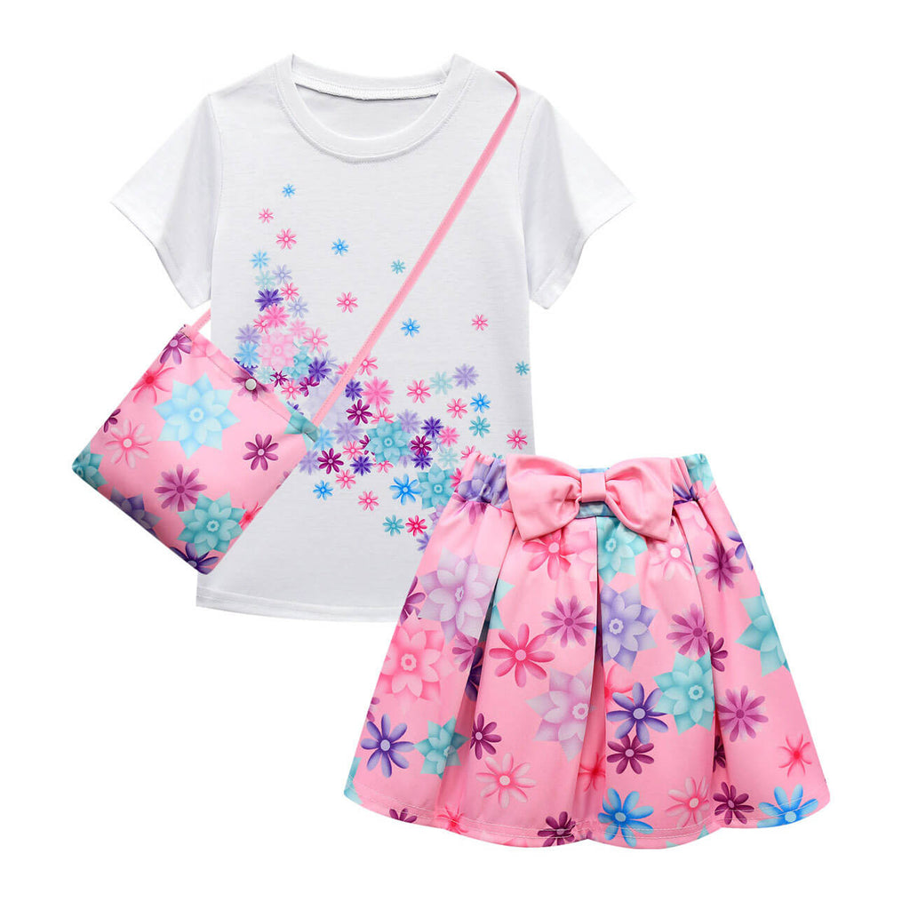 Girls Isabela T-shirt and Skirt with Bag 3PCS Isabela Madrigal Daily Cosplay Costumes