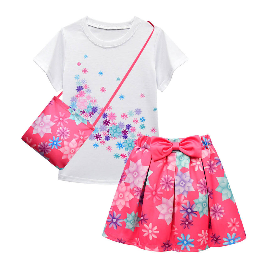 Girls Isabela T-shirt and Skirt with Bag 3PCS Isabela Madrigal Daily Cosplay Costumes