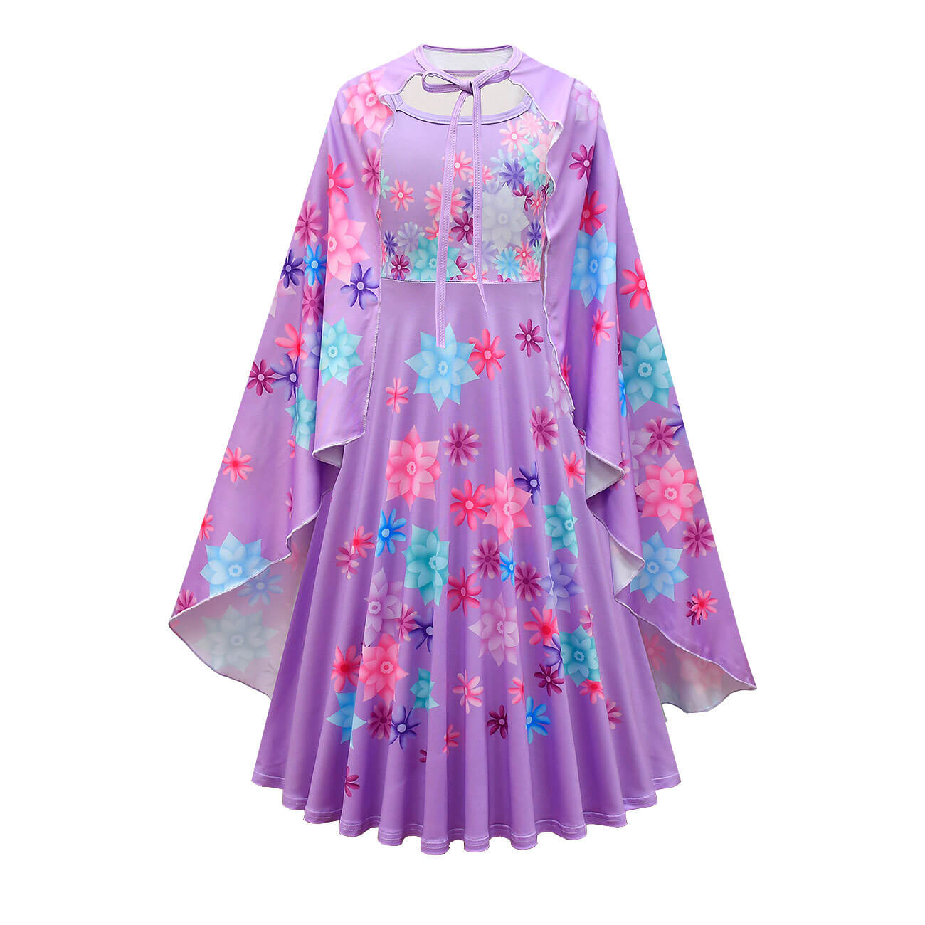 Flower Princess Isabela Long Sleeve Dress Girls Isabela Mardrigal Magic Cosplay Dress with Bag and Cloak