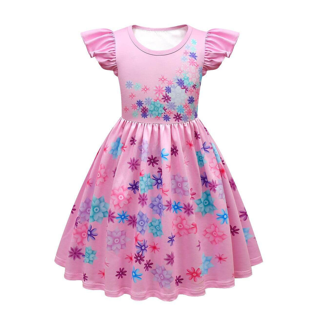 Girls Isabela Party Dresses Flower Princess Ruffles Sleeves Dress Isabela Madrigal Daily Cosplay Costume