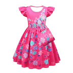 Girls Isabela Party Dresses Flower Princess Ruffles Sleeves Dress Isabela Madrigal Daily Cosplay Costume