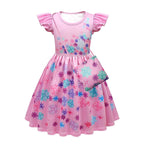 Girls Isabela Party Dresses Flower Princess Ruffles Sleeves Dress Isabela Madrigal Daily Cosplay Costume