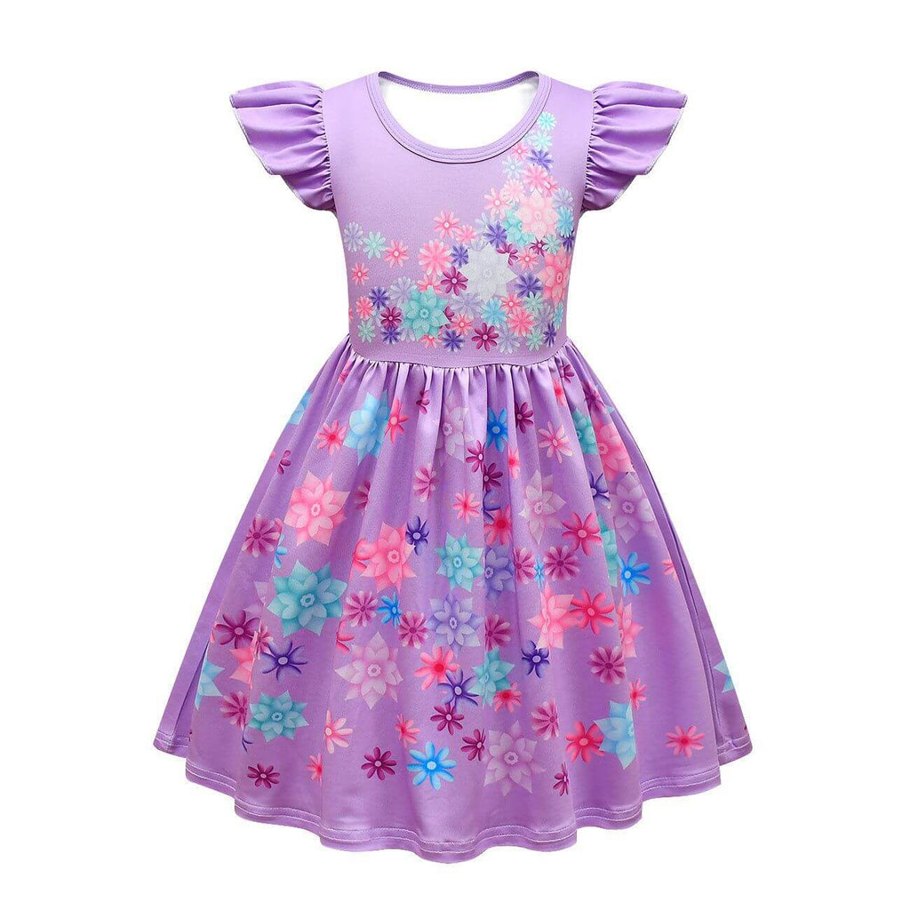 Girls Isabela Party Dresses Flower Princess Ruffles Sleeves Dress Isabela Madrigal Daily Cosplay Costume