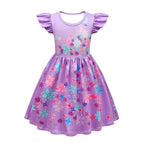 Girls Isabela Party Dresses Flower Princess Ruffles Sleeves Dress Isabela Madrigal Daily Cosplay Costume