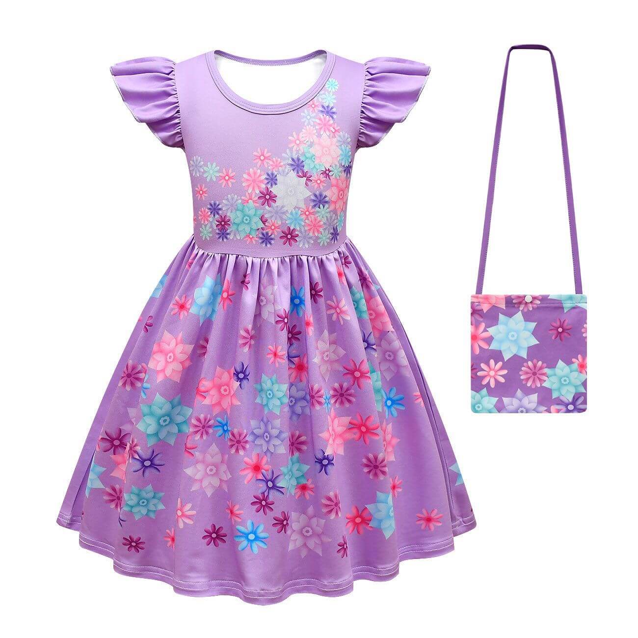 Girls Isabela Party Dresses Flower Princess Ruffles Sleeves Dress Isabela Madrigal Daily Cosplay Costume