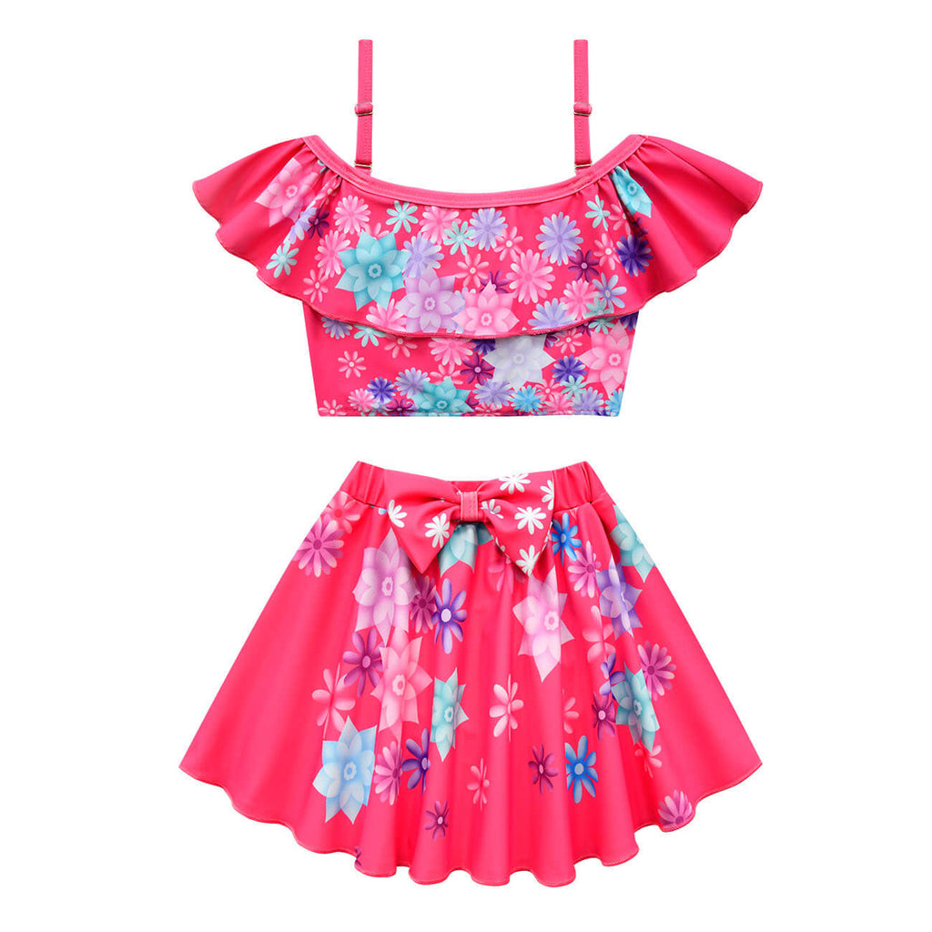 Girls Magic Family Madrigals Swimwear Dress Cosplay Bathing Suit Princess Ruffle Flounce Two Piece Swimsuits