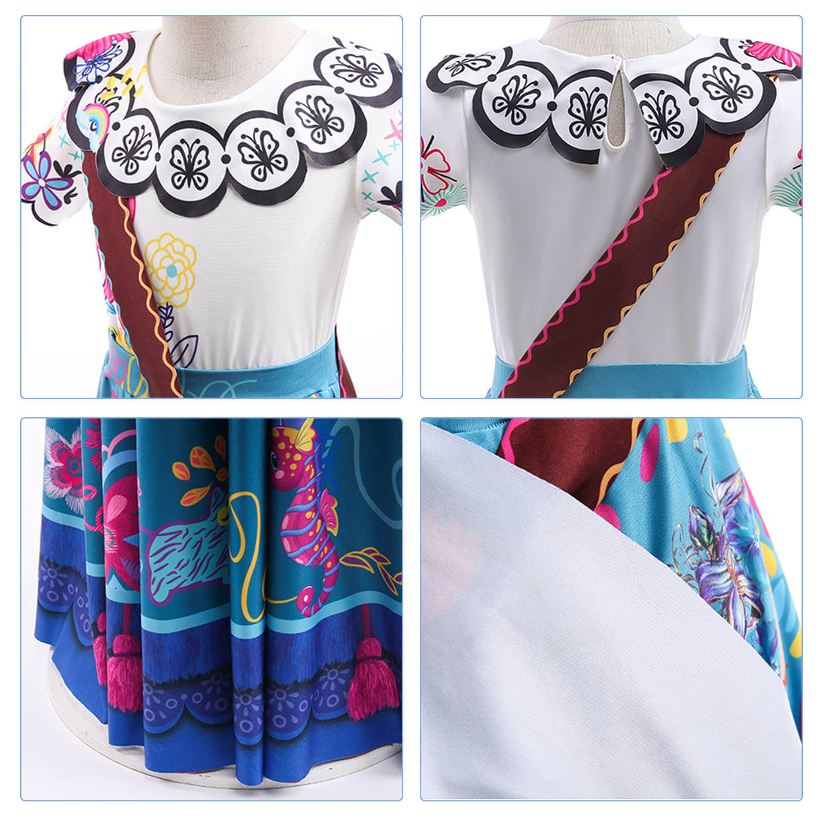 Kids Mirabel Dress with Bag and Wig Glasses Girl's Magical Mardrigal Costume Full Set