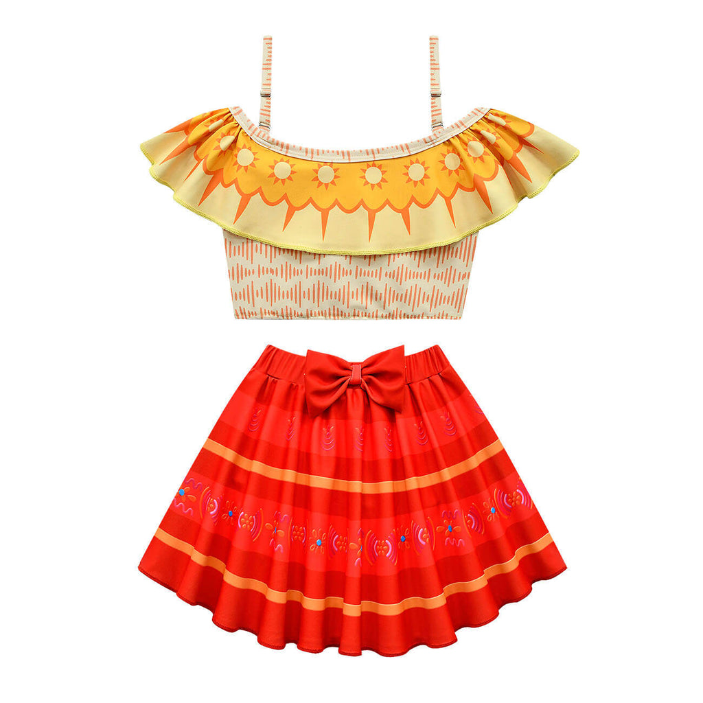 Girls Magic Family Madrigals Swimwear Dress Cosplay Bathing Suit Princess Ruffle Flounce Two Piece Swimsuits