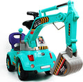 Kids 3-in-1 Ride-on Excavator Truck With Music for Boys Girls Indoor Outdoor Scooter, Pulling cart & Excavator