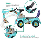 Kids 3-in-1 Ride-on Excavator Truck With Music for Boys Girls Indoor Outdoor Scooter, Pulling cart & Excavator