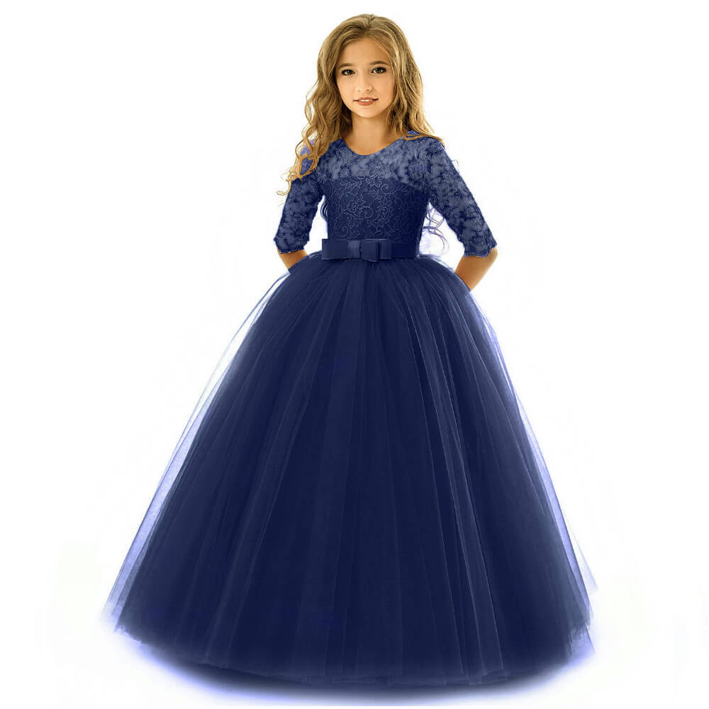 Girls Formal Dresses Long Kids Party Lace Gown Wedding Dresses