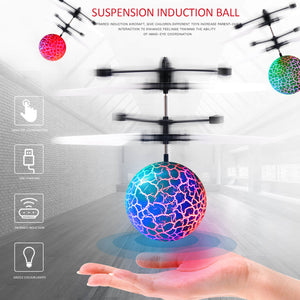 Hands Free Mini Drone Fancy Crystal Flying Ball LED Light RC Drone Induction Aircraft Toys