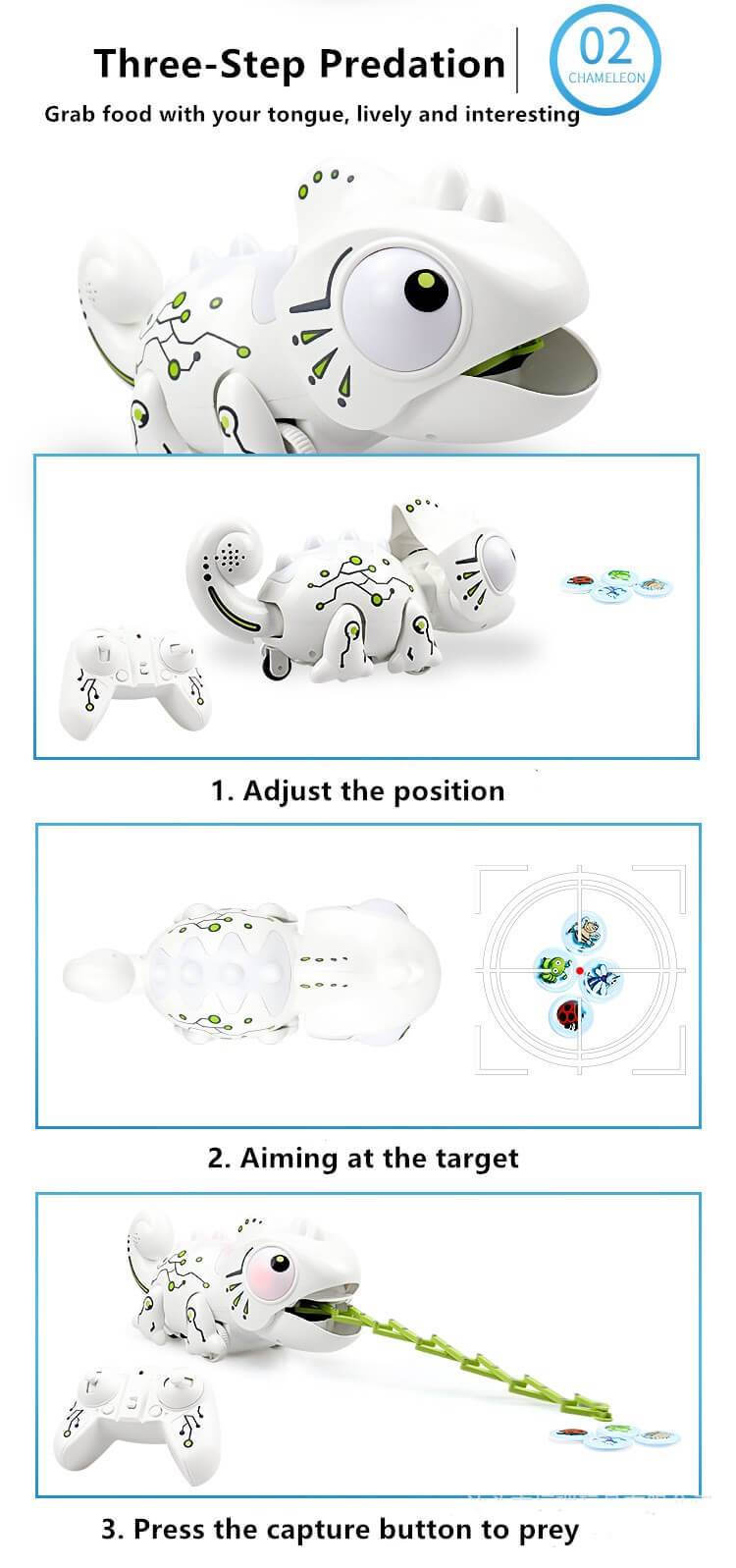 2.4G Remote Control Foraging Chameleon Robotic Intelligent Dinobot Dinosaur Toys Electronic Pet