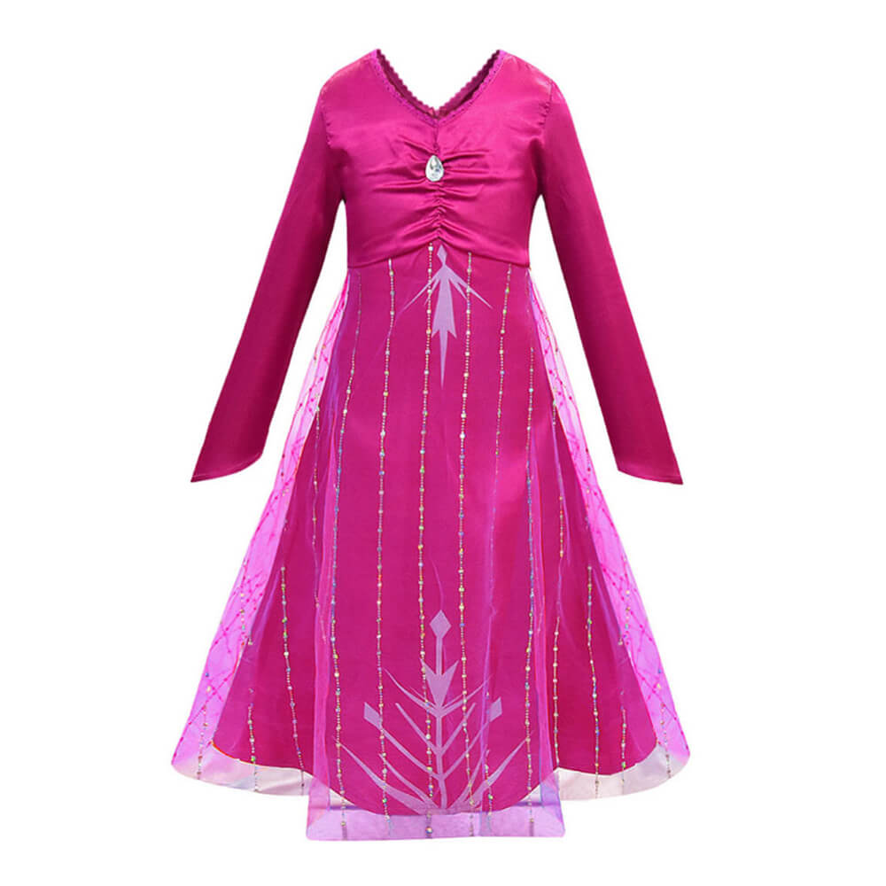 Hot Pink Princess Elsa Dress Girls Cosplay Halloween Costume