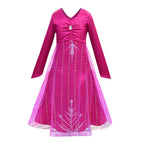 Hot Pink Princess Elsa Dress Girls Cosplay Halloween Costume