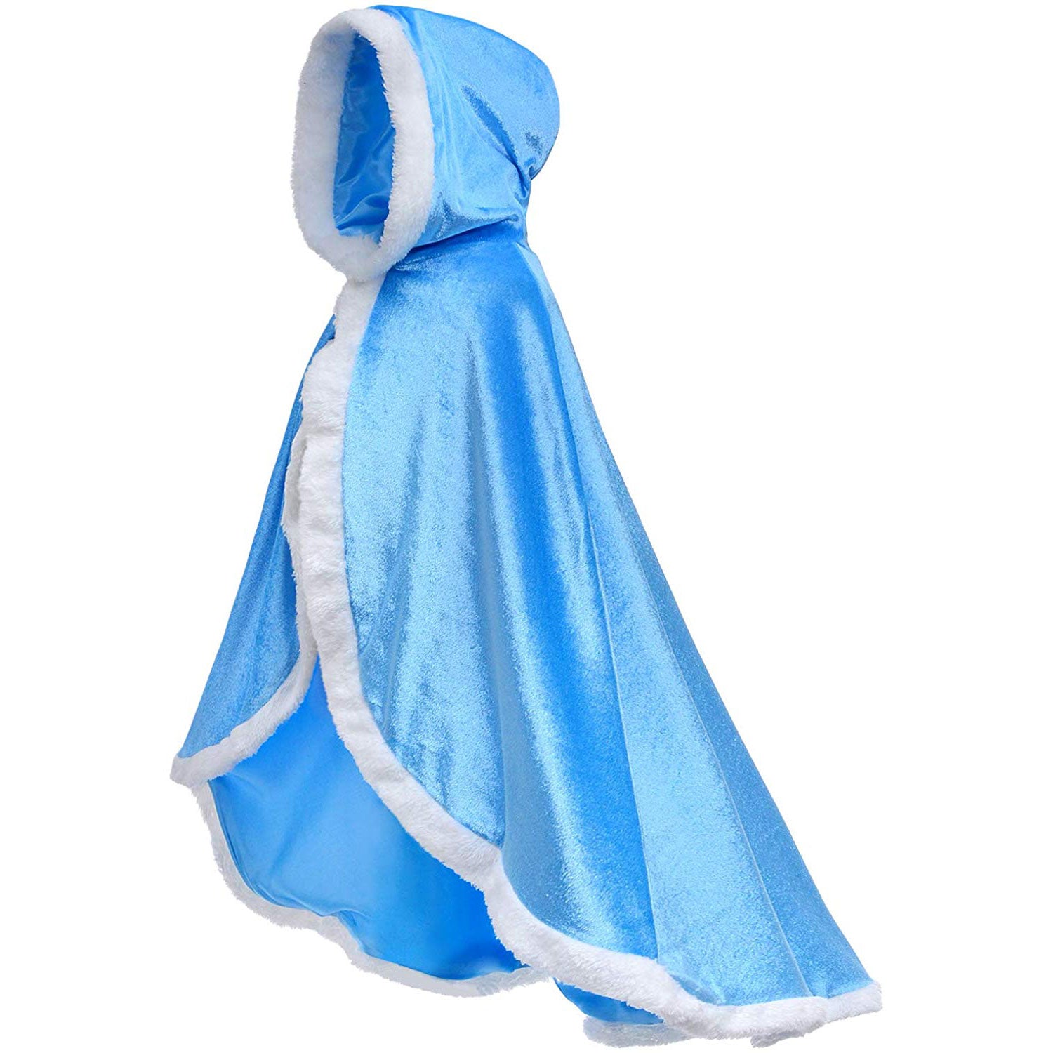 Fur Elsa Anna Princess Hooded Cape Cloaks Costume for Girls Dress Up