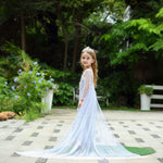 Snow Queen Princess Costume Girls Sequins Dress With Shining Long Cape Cosplay Clothes