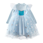 Little Girls Winter Princess Dress Elsa Snowflake Fluffy Sweater Dresses 1-10 Years