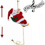 Christmas Decorations Funny Santa Claus Climbing The Rope with Music Up and Down