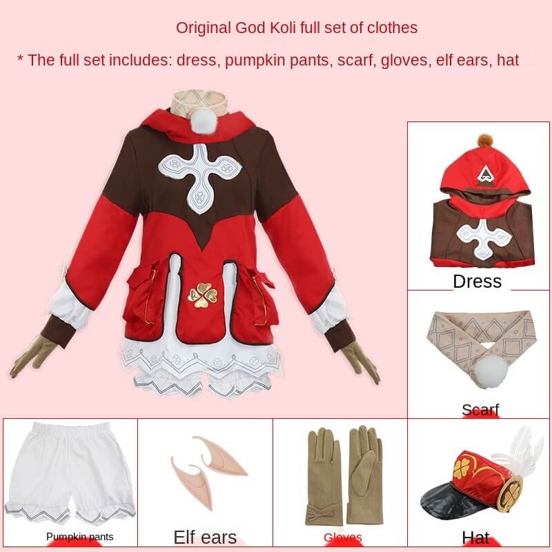 Genshin Impact Klee Cosplay Costume Party Outfit Full Set Hoodie Uniform for Women Halloween