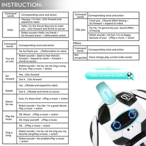 Intelligent Dialogue Toy Voice Recognition Control Robot Gesture Induction Obstacle Detective Deformation Soccer Toy