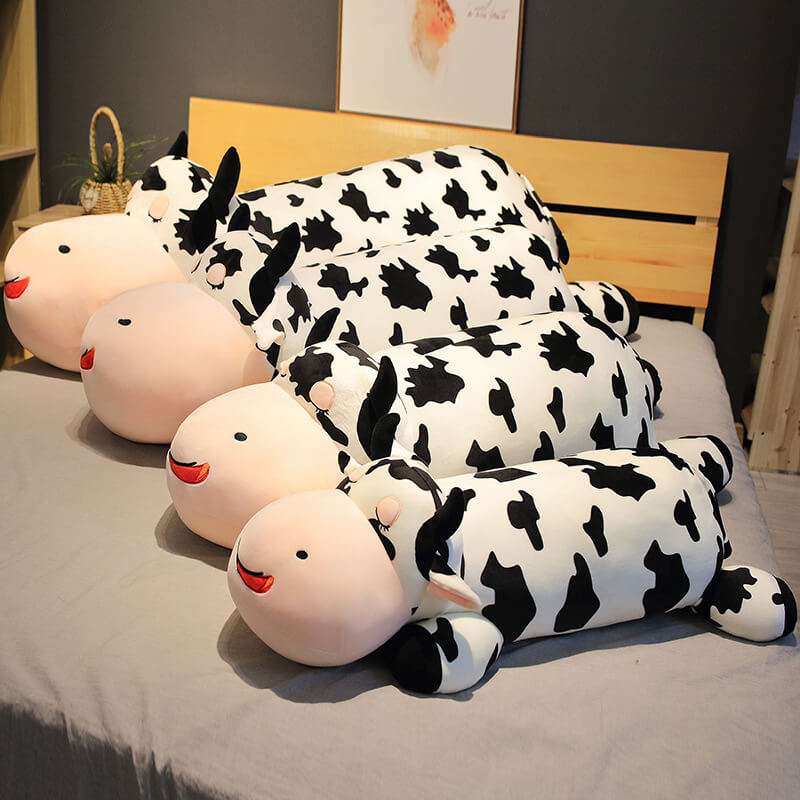32"/39"/47" Large Lying Cow Soft Throw Pillow Plush Stuffed Animal Toy Sleep Pillow for Children's Gift