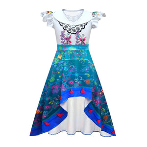 Girls Princess Dress High Low Iregular Hem Fashion Costume for Kids