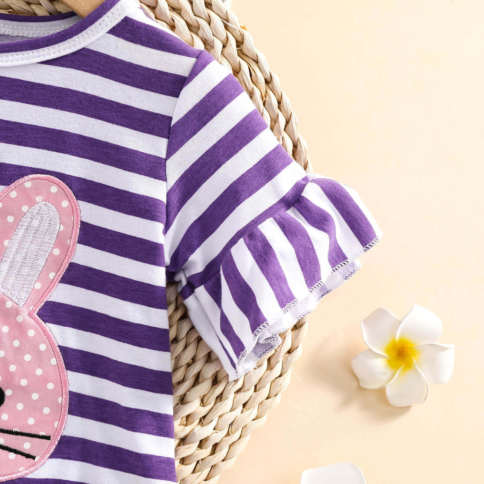 Toddler Easter Bunny Striped Dress Bell Mouth Knee-Length Easter Outfit