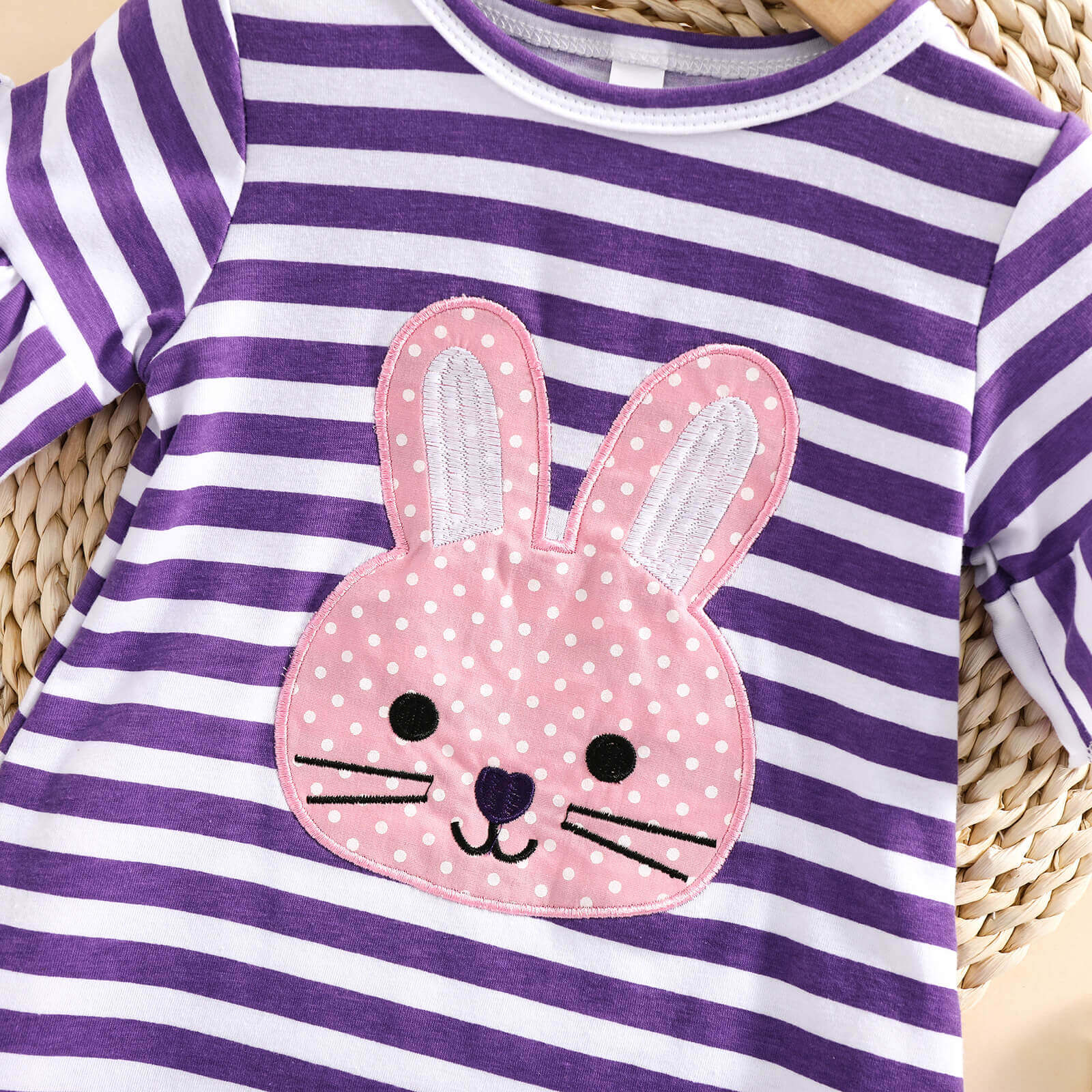 Toddler Easter Bunny Striped Dress Bell Mouth Knee-Length Easter Outfit