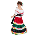 Girls Mexican Dress Halloween Costume Kids Traditional Senorita Blouse Dance Skirt