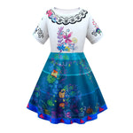 Kids Mirabel Daily Wear Dress Short Sleeve Teal Party Outfit Party Dress Up Halloween Costumes