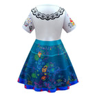 Kids Mirabel Daily Wear Dress Short Sleeve Teal Party Outfit Party Dress Up Halloween Costumes