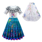 Kids Mirabel Cosplay Dress Puff Sleeve High Waist Cosplay Outfit Party Costume