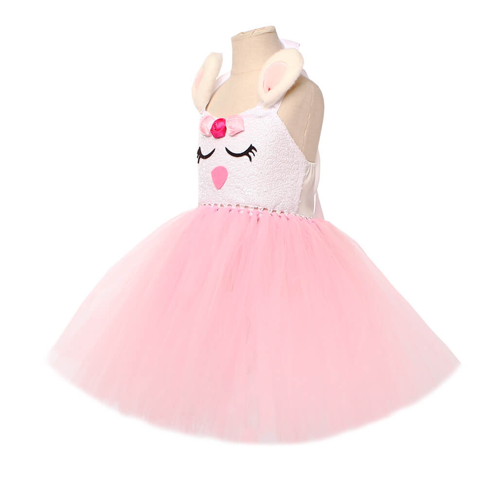 Girls Backless Tutu Dress Bunny Costume with Headband Party Dress Up