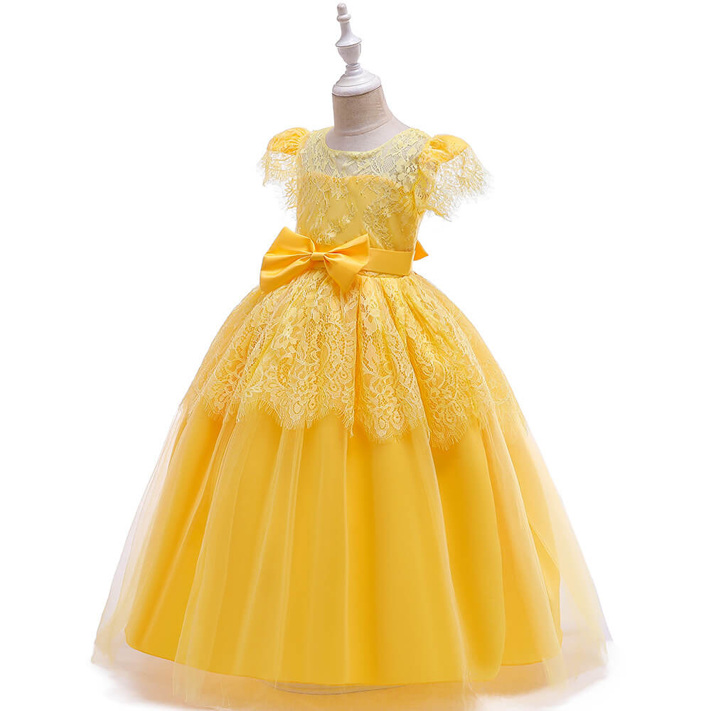Lace Puffy Layered Flower Girl Dresses Kids Wedding Party Dress