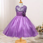 Girl's Sequined Flower Decorated Dress