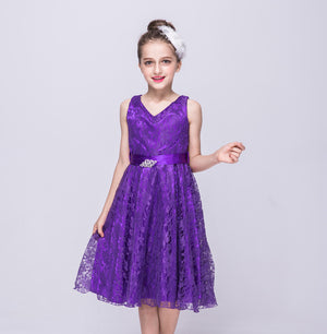 Girl's Elegant Lace Dress Flower Girl Party Dance Dress For Toddler Little Big Girls