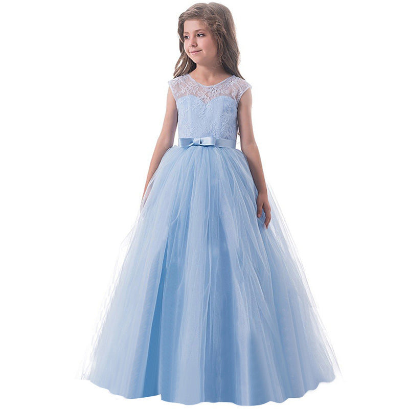 Flower Girl Dress Little/Big Girls Formal Lace First Communion Prom Ceremony Maxi Dresses