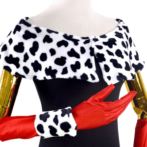 101 Dalmatians Costume Halloween Cosplay Dress With Cape and Gloves Full Set