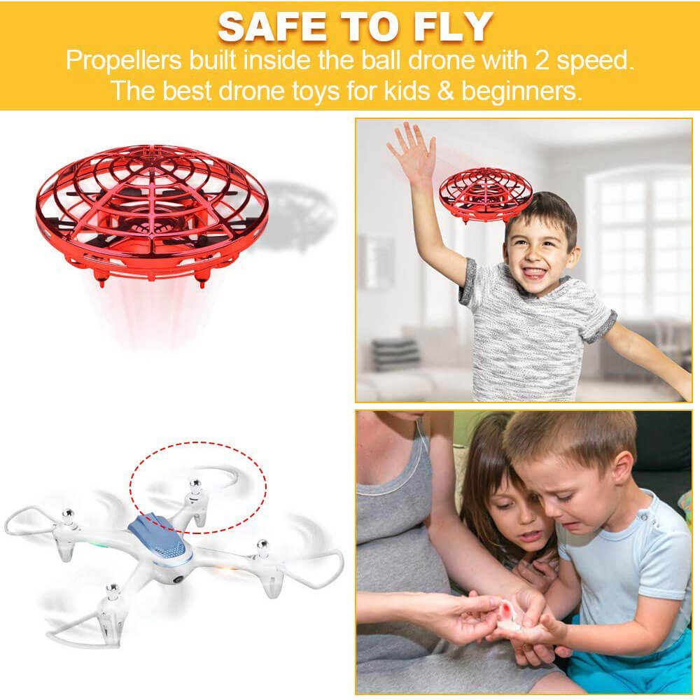 Hand Operated Drones for Kids Hands-Free Mini Drone Helicopter Flying Ball Drone Toys