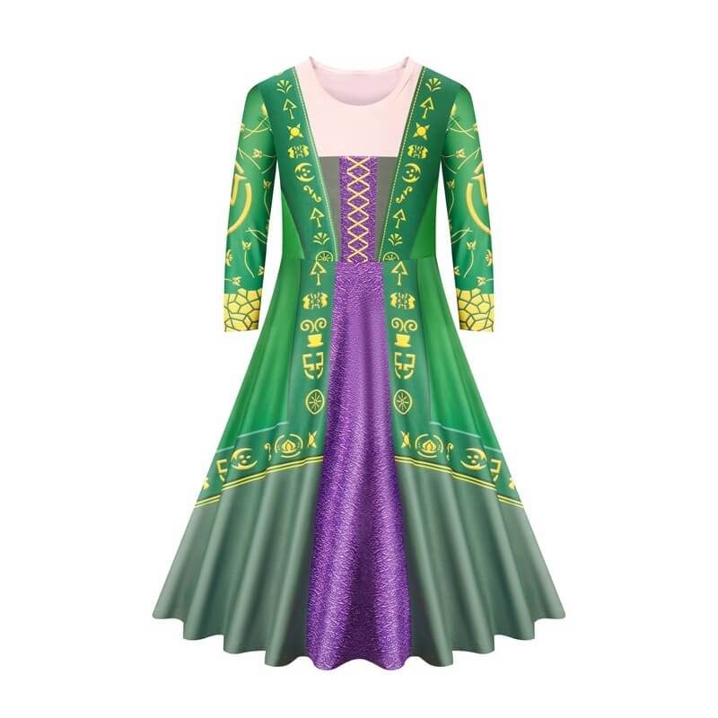Kids Winifred Sanderson Costume Girls Hocus Pocus 2 Cosplay Outfit for Halloween Dress Up 3-10Y