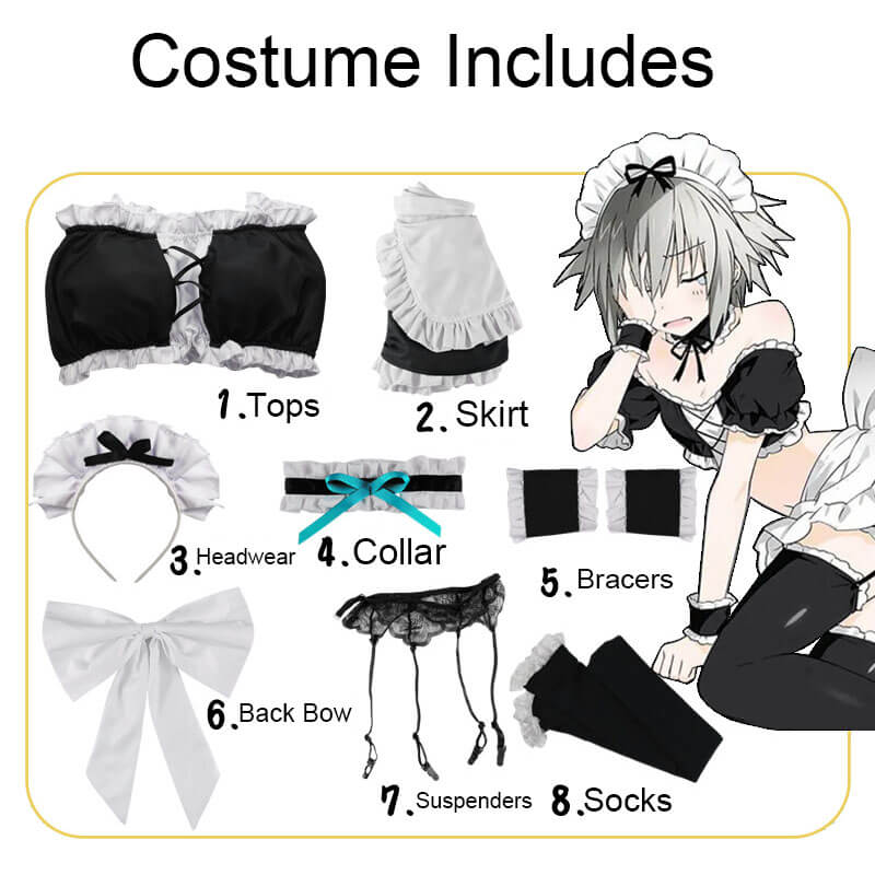 Teens Adult Honjou Nia Costume Date A Live Maid Dress Sister Halloween Suit with Accessories