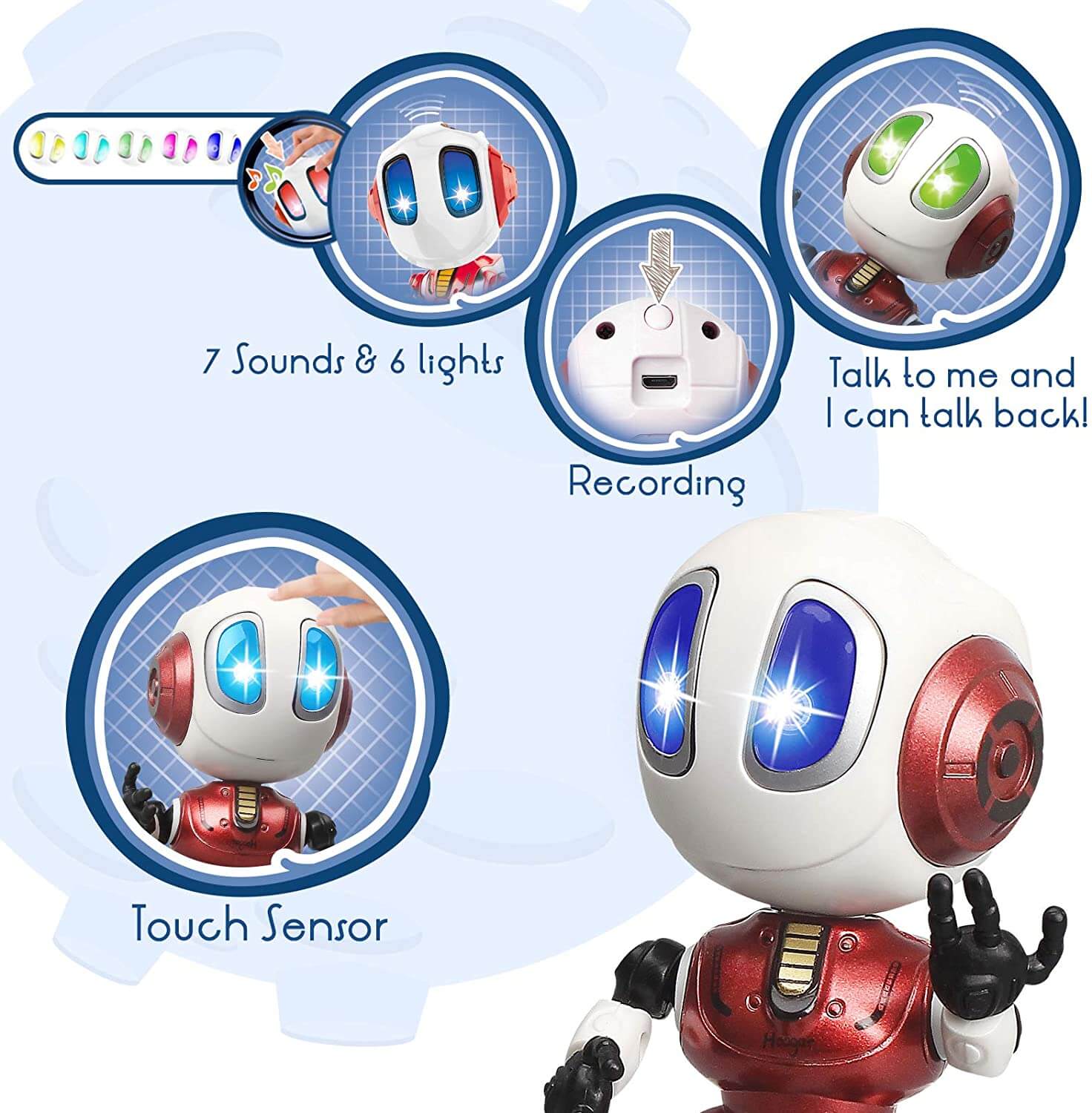 Interactive Voice Robot Intelligent Recording Alloy Gesture Touch Talking Robot Mini Electronic Doll