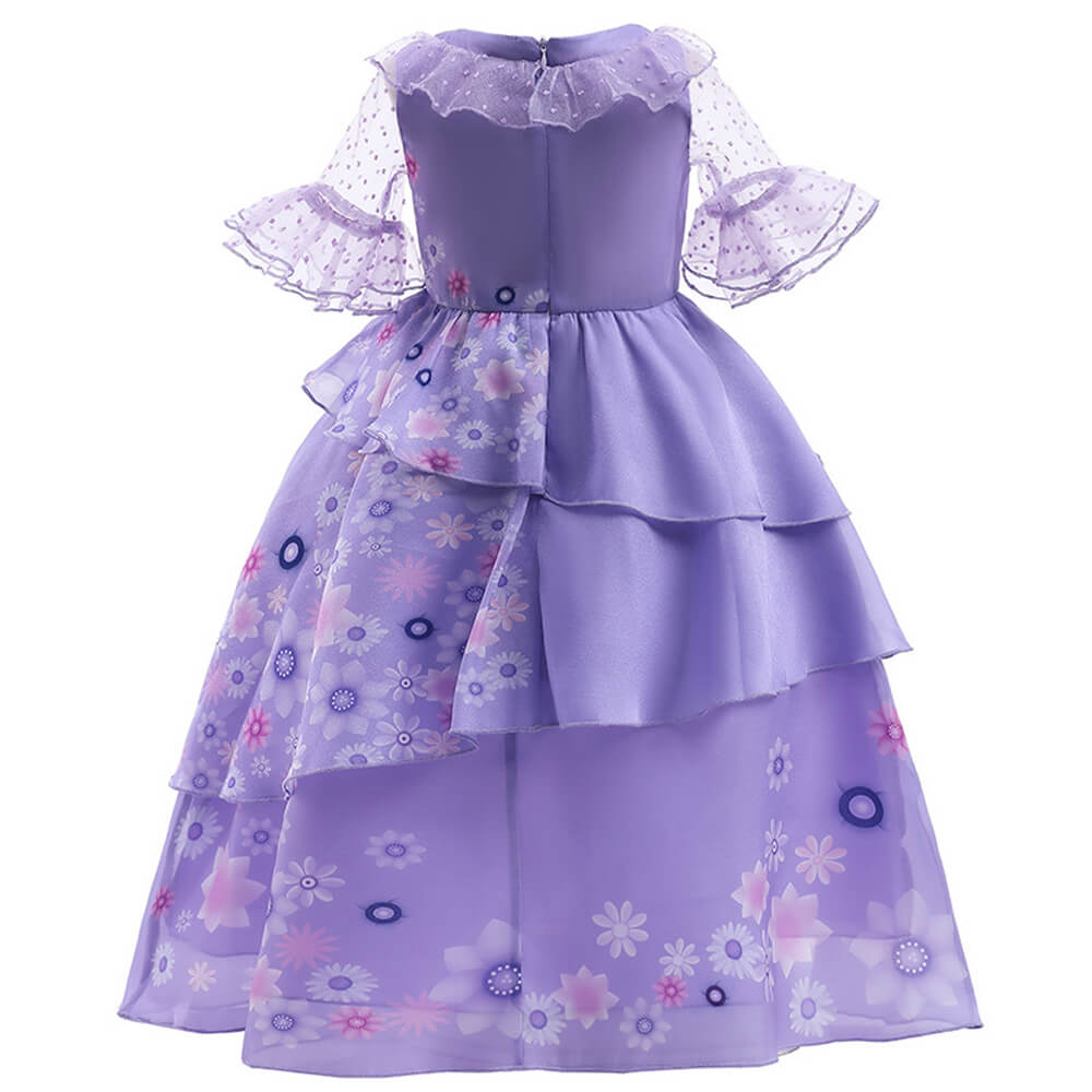 Girl Isabela Dress Chiffon Soft Flower Princess Madrigal Dress with Garland